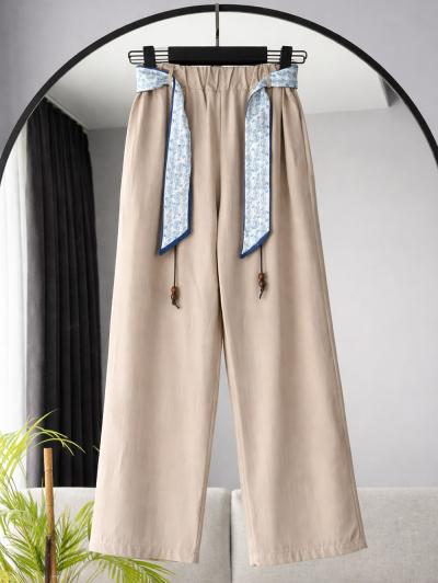 Fular Kemer Aksesuarlı Tencel Pantolon_Taş