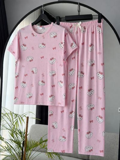 Hello Kity Desenli Pijama Takımı_Pembe