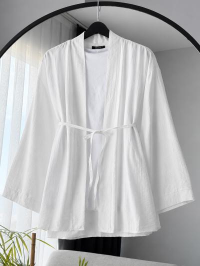 İnce Kuşaklı Çilek Kimono_Ekru