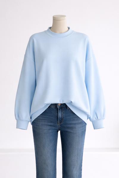 İnterlok Kumaş Basıc Oversıze Sweat_Bebe Mavi