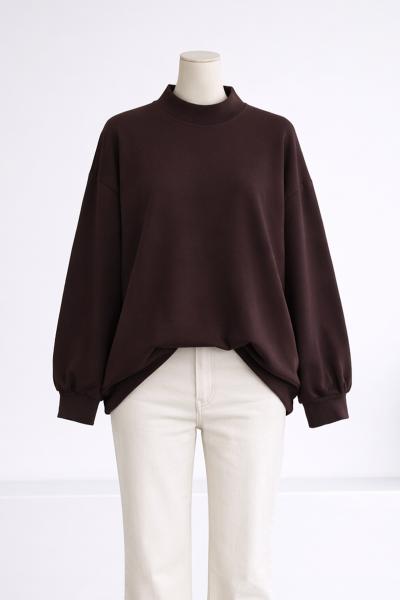 İnterlok Kumaş Basıc Oversıze Sweat_Koyu Kahve