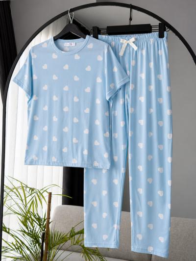 Kalp Desenli Pijama Takımı_Bebe Mavi
