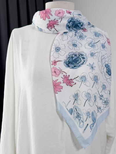 Kır Masalı Desenli Aqua Soft  Eşarp_Bebe Mavi