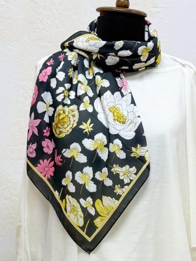 Kır Masalı Desenli Aqua Soft  Eşarp_Siyah