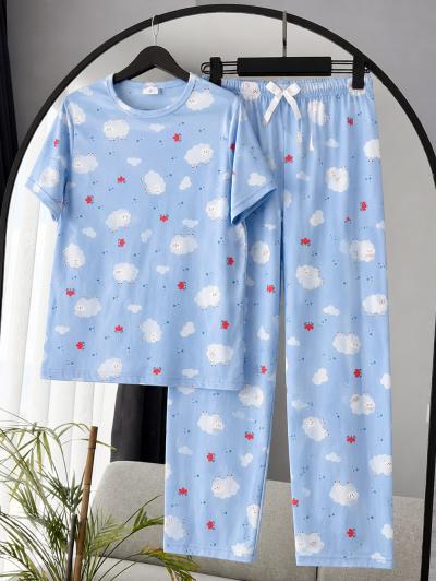 Koyun Desenli Pijama Takımı_Bebe Mavi