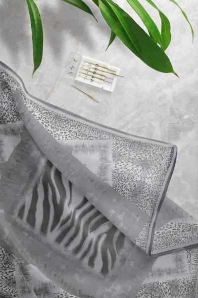 Leopar Desenli Eşarp_Füme