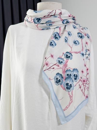 Mimoza Desenli  Aqua Soft  Eşarp_Bebe Mavi