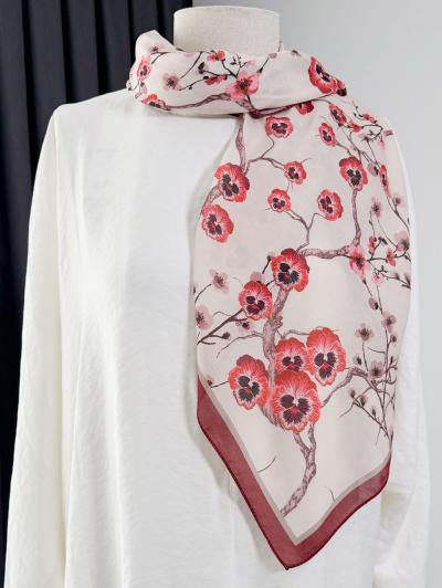 Mimoza Desenli  Aqua Soft  Eşarp_Bordo