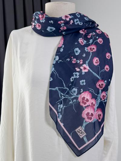 Mimoza Desenli  Aqua Soft  Eşarp_Lacivert