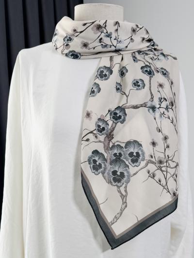 Mimoza Desenli  Aqua Soft  Eşarp_Siyah