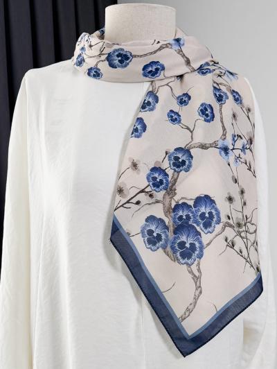 Mimoza Desenli  Aqua Soft  Eşarp_Laci Ekru