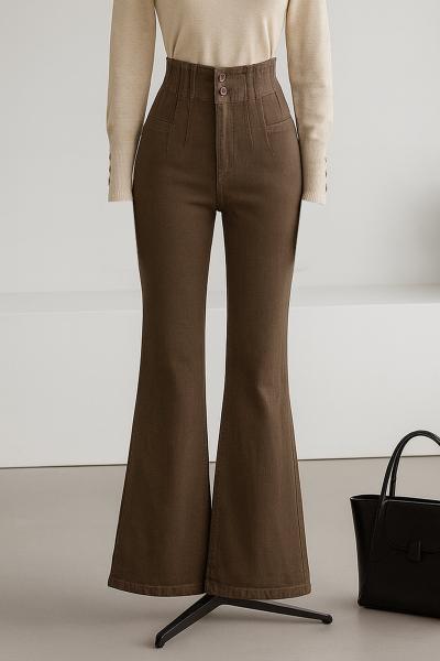 Pensli İspanyol Kot Pantalon_Toprak