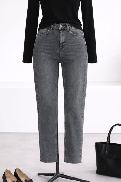 Serpme Yıldızlı Kot Pantalon_Koyu Mavi