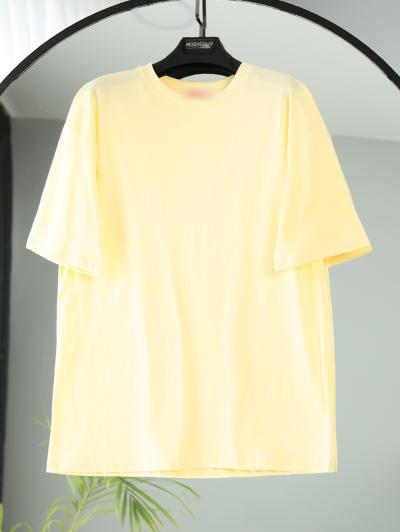Sıfır Yaka Basıc T-Shirt_Sarı