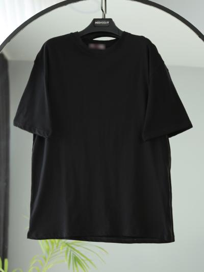 Sıfır Yaka Basıc T-Shirt_Siyah