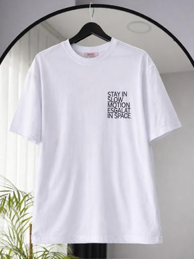 Stay In Slow Baskılı T-Shirt_Beyaz