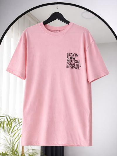 Stay In Slow Baskılı T-Shirt_Pembe