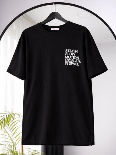 Stay In Slow Baskılı T-Shirt_Siyah