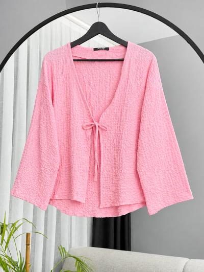 Tek Bağlamalı Bürümcük  Kimono_Pembe