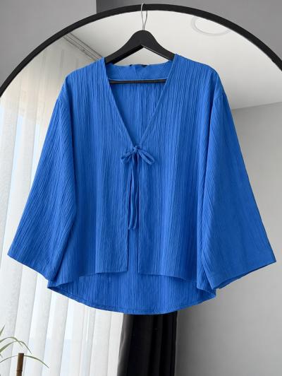 Tek Bağlamalı Kendinden Çizgili Kimono_Saks