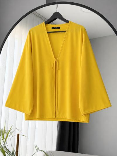 Tek Bağlamalı Basic Kimono_Sarı