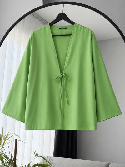 Tek Bağlamalı Basic Kimono_Fıstık
