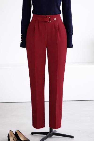 Tokalı Çıtçıtlı Double Pantolon_Bordo