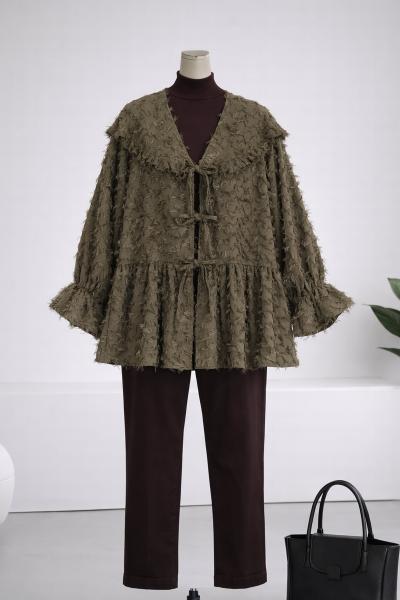 Üç Bağlamalı Püsküllü Kimono_Haki