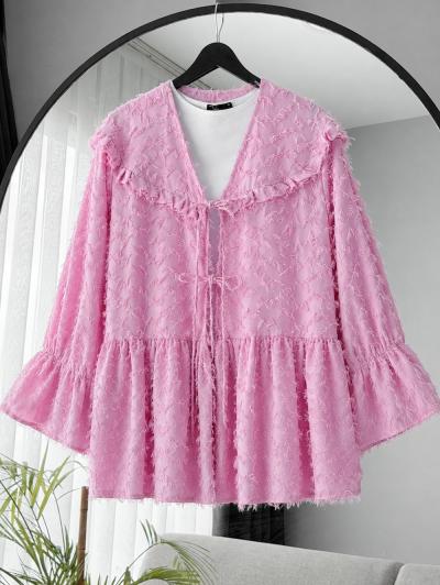 Üç Bağlamalı Püsküllü Kimono_Pembe