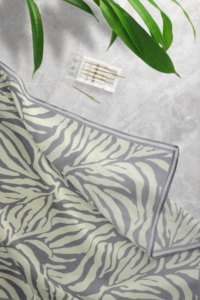 Zebra Desenli Eşarp_Füme Sarı